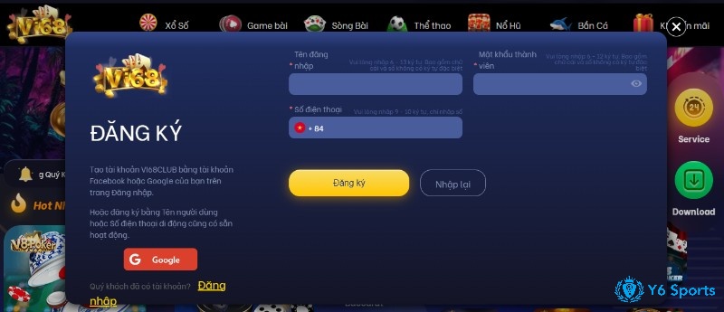 Đăng ký tham gia cá cược tại web cược qua form đăng ký có sẵn