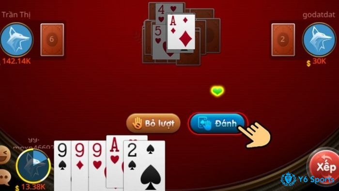 Chặn lá bài theo quy tắc giá trị chất lớn hơn trong đánh bài tiến lên miền nam