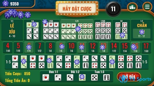 Tổng điểm chia thành Tài và Xỉu tạo nên luật chơi dễ hiểu nhưng đầy kịch tính