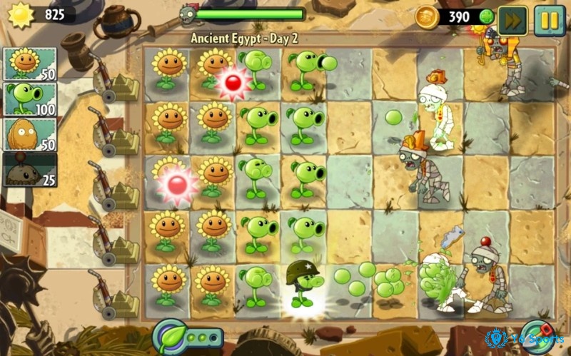 Game chiến thuật hay nhất trên Android với bố trí cây và phòng thủ khu vườn trước lũ zombie trong PvZ 2.