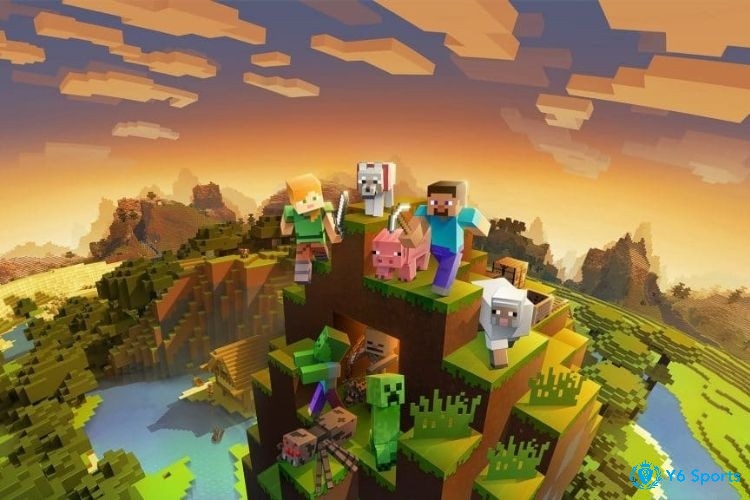 Người chơi xây dựng và khám phá thế giới mở Minecraft.