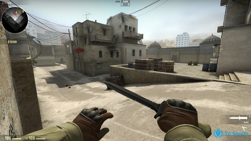 Trận đấu giữa hai phe CT và T tại bản đồ Dust II trong CS:GO