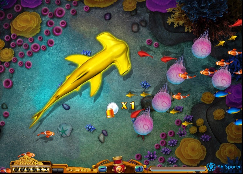 iPhone hiển thị game bắn cá với hình ảnh sắc nét, hiệu ứng động mượt mà và chi tiết cá sống động trên môi trường biển