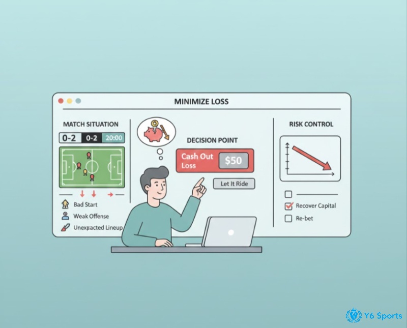 Người chơi cá cược ra quyết định cash out để hạn chế rủi ro thua lỗ.