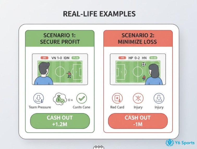Người chơi cá cược sử dụng cash out để chốt lời và giảm lỗ trong các tình huống thực tế