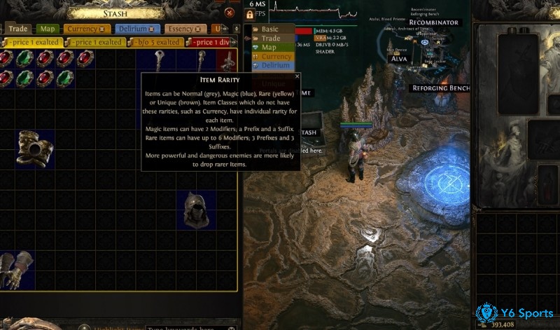 Orb và vật phẩm hiếm trong nền kinh tế game Path of Exile.