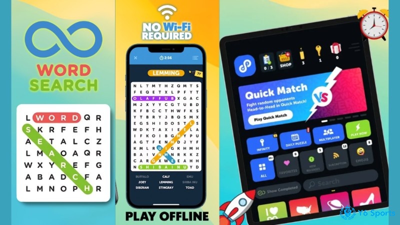 Infinite Word Search Puzzles phù hợp với người muốn vừa giải trí vừa luyện thêm vốn từ vựng theo chủ đề