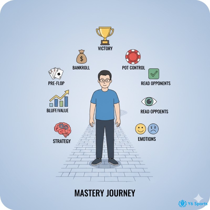 Người chơi Poker thể hiện các kỹ năng tư duy chiến thuật, quản lý cảm xúc và kiểm soát vốn để chiến thắng