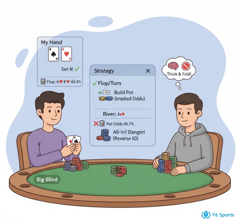 Người chơi poker cân nhắc Implied Odds để khai thác giá trị, nhưng phải cảnh giác Reverse Implied Odds ở River