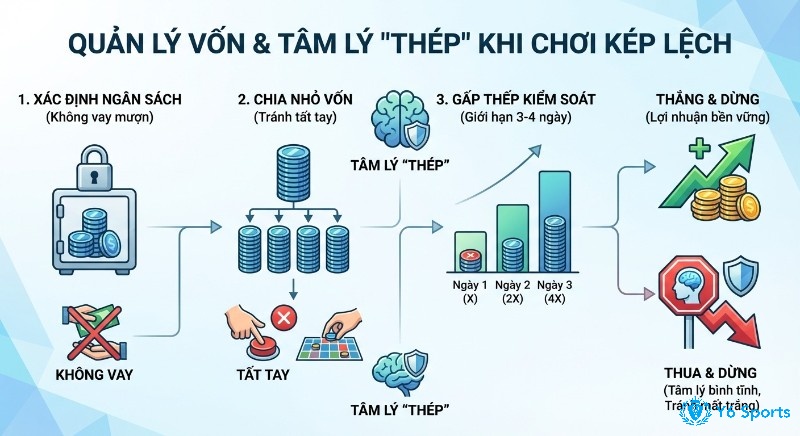 Chiến lược quản lý vốn và tâm lý thép chơi kép lệch: xác định ngân sách, chia nhỏ vốn, gấp thếp kiểm soát 3-4 ngày để tối ưu lợi nhuận