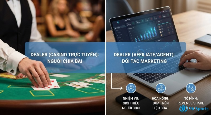 Tổng quan vai trò Dealer cá cược online: phân biệt người chia bài với đối tác marketing, chi tiết cách dealer xử lý hoa hồng Revenue Share & CPA