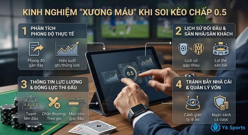 4 kinh nghiệm khi soi kèo chấp 0.5 là gì: phân tích phong độ, lịch sử đối đầu, lực lượng và quản lý vốn cược hiệu quả