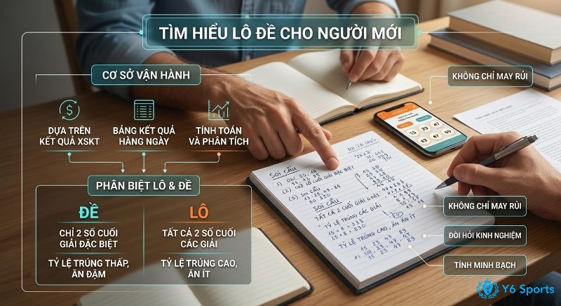 Sơ đồ tổng quan về lô đề là gì cơ bản cho người mới, phân biệt rõ lô và đề dựa trên kết quả XSKT, nhấn mạnh yếu tố tính toán kinh nghiệm