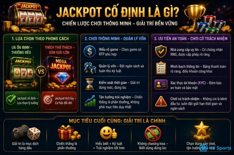 Jackpot cố định mang đến trải nghiệm ổn định với mức thưởng được xác định rõ ràng, phù hợp cho những người chơi đề cao sự kiểm soát và quản lý vốn hiệu quả