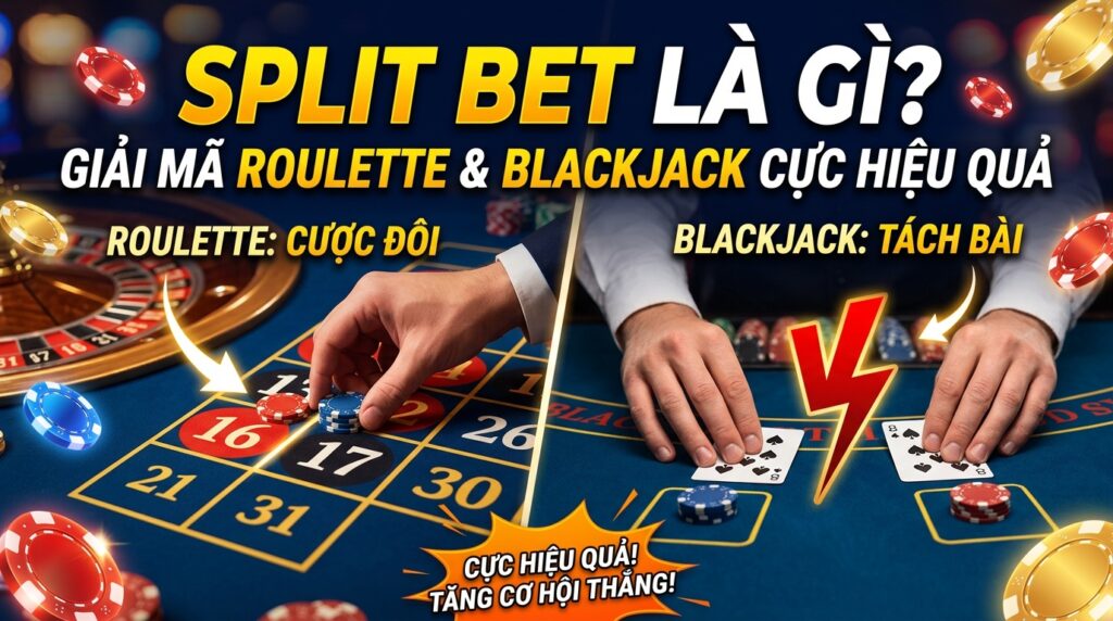 Split bet là gì? Giải mã cược Roulette & Blackjack cực hiệu quả