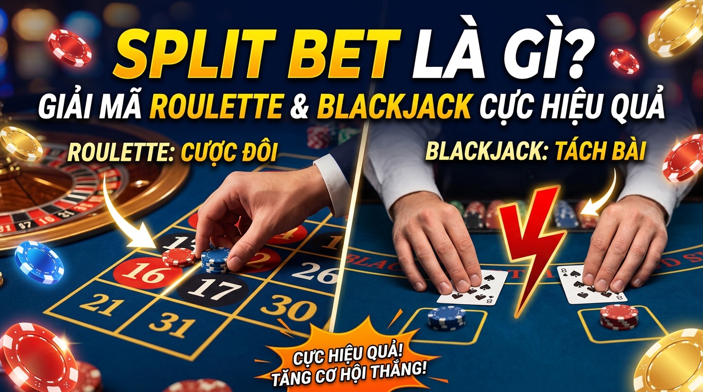 Split bet là gì? Giải mã cược Roulette & Blackjack cực hiệu quả